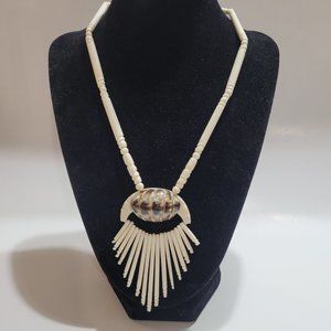Vintage African Ethnic Tribal Shell Bone Necklace